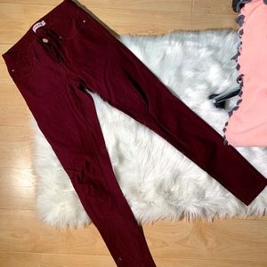 Dark Red Fleece Lined Jeggings